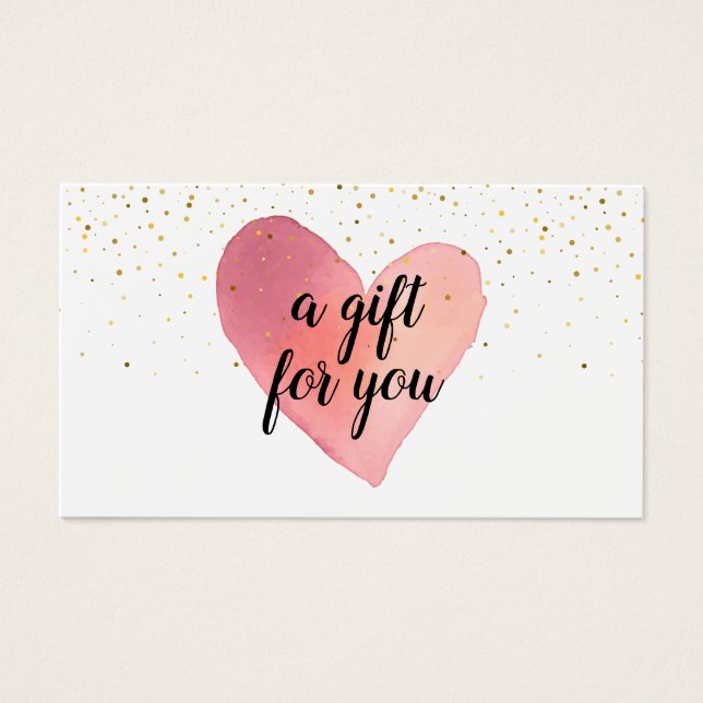 Wasserfarbenes Herz Gold Sprinkles Geschenkkarte (Vorderseite)