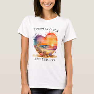 Wasserfarbenes Herz Strand Familien Kreuzfahrt Url T-Shirt