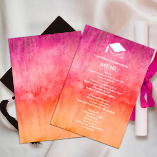 Wasserfarbenes Hot Pink und Orange Abschluss Abend Einladung