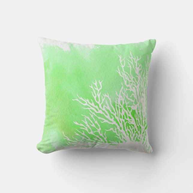 Wasserfarbenes Korallenriff Trendstrand Sommer Kissen (Vorderseite)