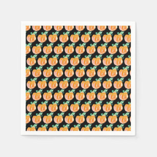 Wasserfarbenes Kürbisfeld Gemaltes Muster Orange P Serviette