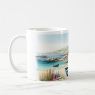 Wasserfarbenes Küstenhaus-Seescene Kaffeetasse