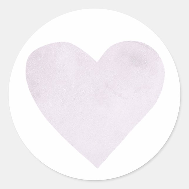 Wasserfarbenes lila Herz. Valentin. Lilac Hochzeit Runder Aufkleber (Vorderseite)