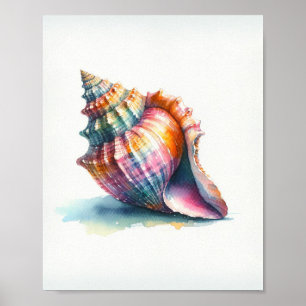 Wasserfarbenes Meeresschnecken-Kunstposter Poster