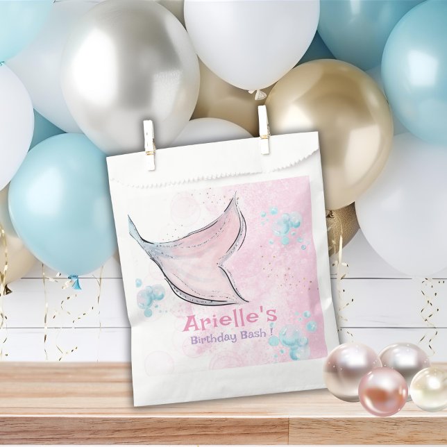 Wasserfarbenes Meerjungfrauenschwanz in Rosa und L Geschenktütchen (Von Creator hochgeladen)