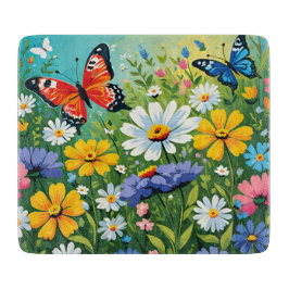 Wasserfarbenes Muster für strahlende Frühlingsblum Schneidebrett