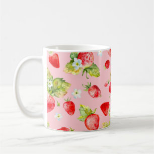 Wasserfarbenes nahtloses Erdbeermuster Kaffeetasse