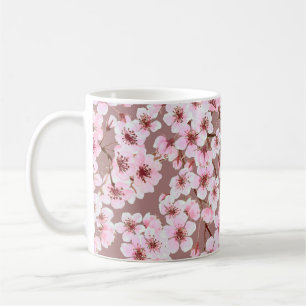 Wasserfarbenes nahtloses Muster aus Kirschblüte Kaffeetasse