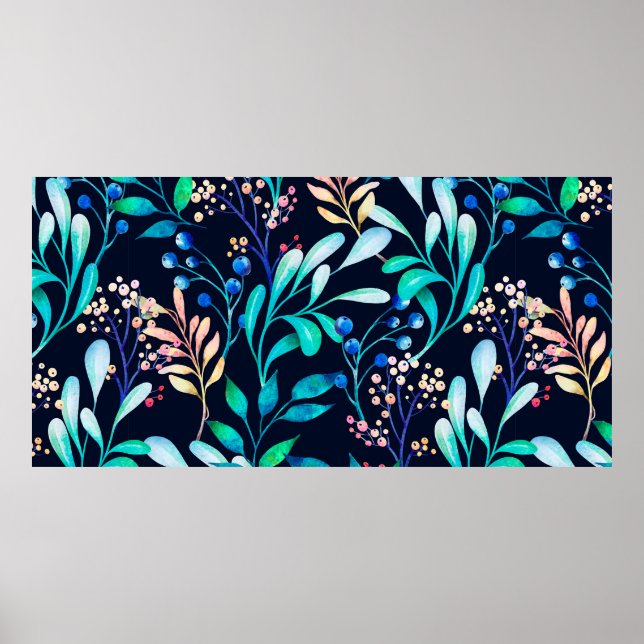 Wasserfarbenes nahtloses Muster. kompliziert botan Poster (Vorne)