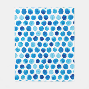 Wasserfarbenes nahtloses Muster mit blauen Polka-P Fleecedecke