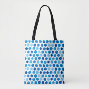 Wasserfarbenes nahtloses Muster mit blauen Polka-P Tasche