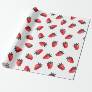 Wasserfarbenes nahtloses Muster mit Erdbeeren Geschenkpapier