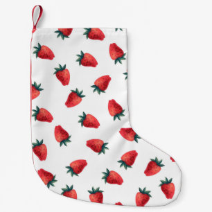Wasserfarbenes nahtloses Muster mit Erdbeeren Kleiner Weihnachtsstrumpf