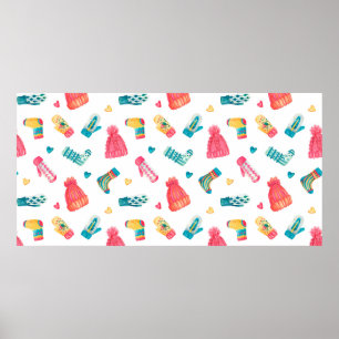 Wasserfarbenes nahtloses Muster mit gestricktem wa Poster