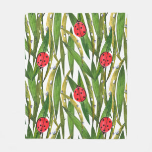 Wasserfarbenes nahtloses Muster mit Ladybugs. Gege Fleecedecke
