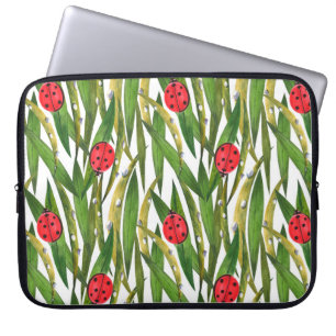 Wasserfarbenes nahtloses Muster mit Ladybugs. Gege Laptopschutzhülle