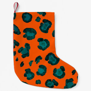 Wasserfarbenes, nahtloses Muster mit Leopardenhaut Kleiner Weihnachtsstrumpf