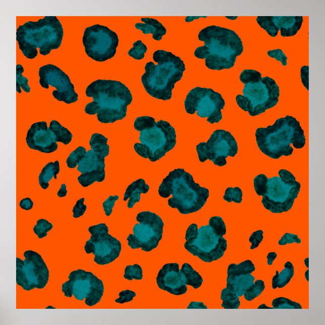 Wasserfarbenes, nahtloses Muster mit Leopardenhaut Poster (Vorne)