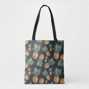 Wasserfarbenes nahtloses Muster mit reifer Ananas. Tasche