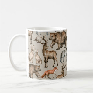 Wasserfarbenes nahtloses Muster mit wild lebenden Kaffeetasse