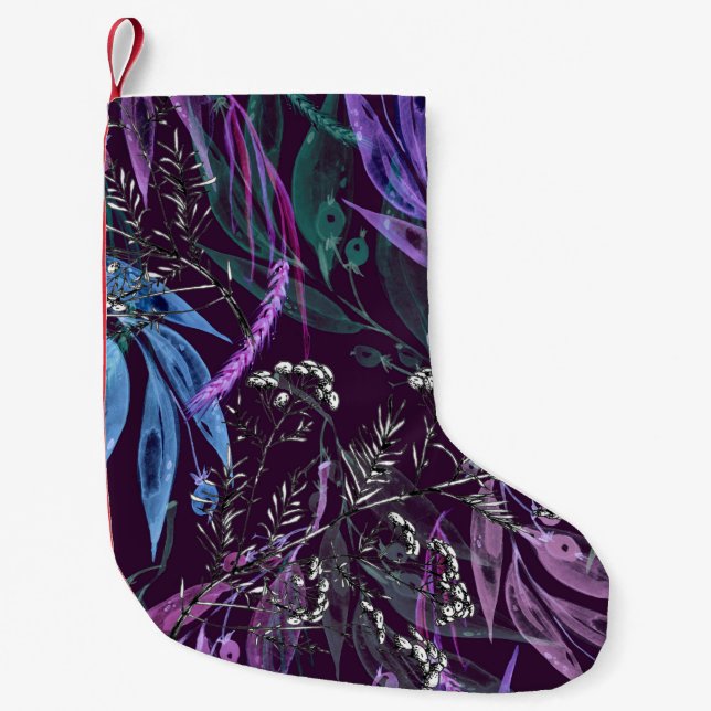 Wasserfarbenes nahtloses Muster. Zweigstelle mit B Kleiner Weihnachtsstrumpf (Vorderseite)