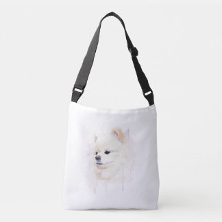 Wasserfarbenes Pomeranian-Hund-Gemälde Süß Tragetaschen Mit Langen Trägern