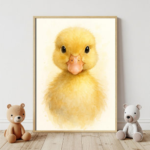 Wasserfarbenes Porträt eines entzückenden Babyentc Poster