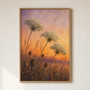 Wasserfarbenes Poster 'Queen Annes Lace bei Dämmer