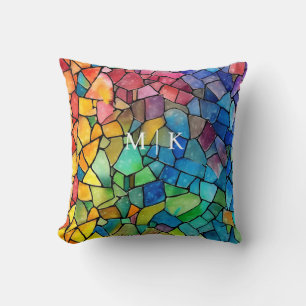 Wasserfarbenes Regenbogen-Buntglas Kissen