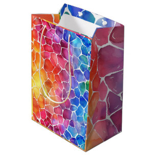 Wasserfarbenes Regenbogen-Buntglas Mittlere Geschenktüte