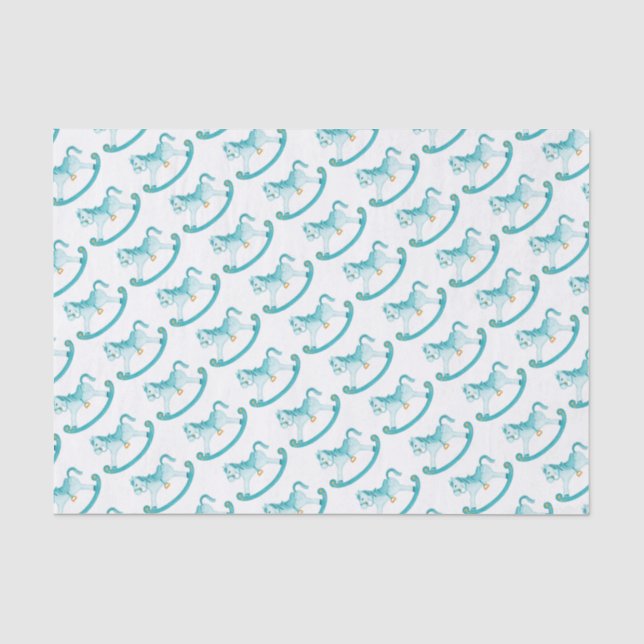 Wasserfarbenes Rockpferd Aqua Tee Art Papier (Vorderseite)