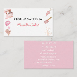 Wasserfarbenes rosa Backhilfsmittel für Backwaren  Visitenkarte