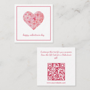 Wasserfarbenes rosa Herz Valentinstag Sale QR Code Quadratische Visitenkarte