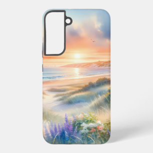 Wasserfarbenes Strandhaus-Sonnenuntergang-Dünen Samsung Galaxy Hülle