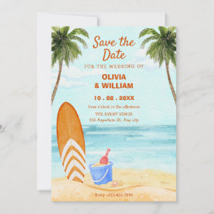 Wasserfarbenes Strandparadies Hochzeit Save The Date