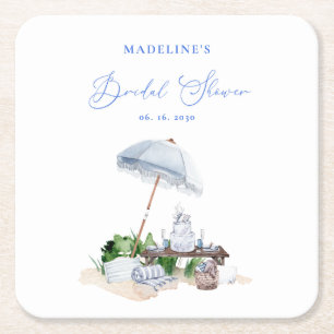 Wasserfarbenes Strandpicknick Brautparty Rechteckiger Pappuntersetzer