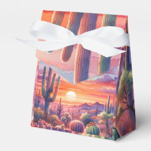 Wasserfarbenes Südwest-Hochzeitsmotiv Sonnenunterg Geschenkschachtel