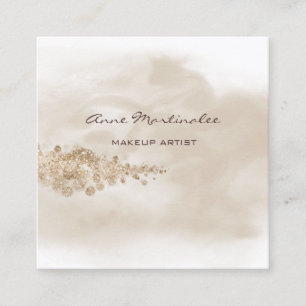 Wasserfarbenes Tan-Gold-Glitter-Cloud für Visagist Quadratische Visitenkarte