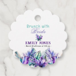 Wasserfarbenes tropisches Brunch mit lila Blumenko Geschenkanhänger