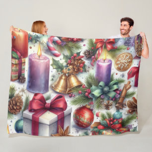 Wasserfarbenes Weihnachtsmotiv Urlaub Fleecedecke