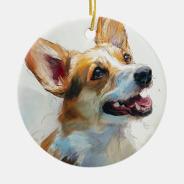 Wasserfarbenes Welsh Pembroke Corgi Keramik Ornament