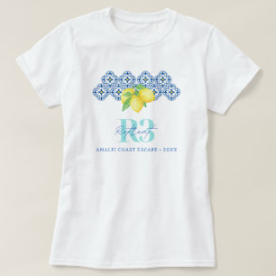 Wasserfarbenes Zitronen-Mittelmeer-Fliese Unterneh T-Shirt