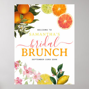 Wasserfarbenes Zitrus-Hochzeitsbrunch Brausebad Poster