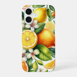 Wasserfarbenes Zitrusfruchtmuster iPhone 16 Hülle