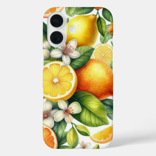 Wasserfarbenes Zitrusfruchtmuster iPhone 16 Hülle