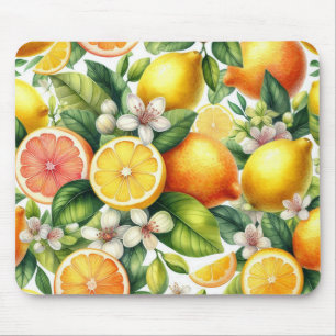 Wasserfarbenes Zitrusfruchtmuster Mousepad