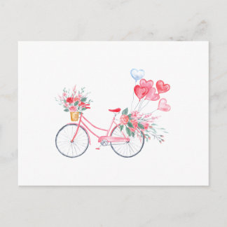 Wasserfarbenfahrrad & Balloons Postkarte