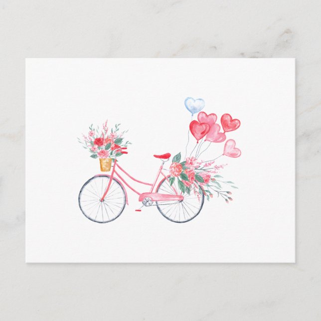 Wasserfarbenfahrrad & Balloons Postkarte (Vorderseite)