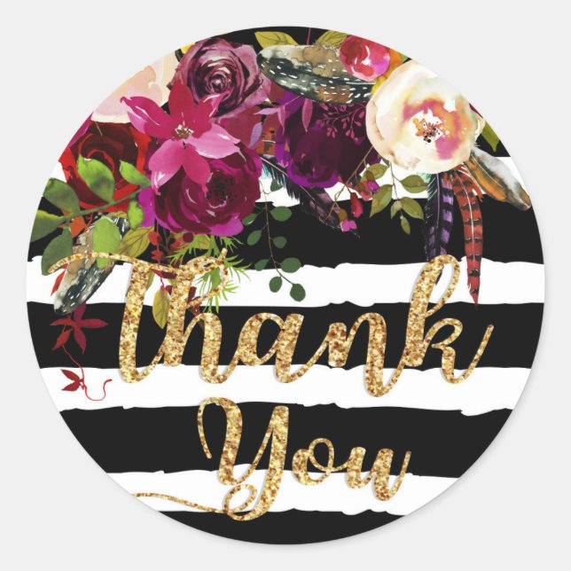 Wasserfarbenfall Flora Modernes Hochzeitslabel Runder Aufkleber (Vorderseite)