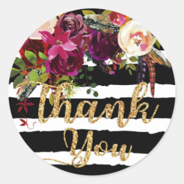 Wasserfarbenfall Flora Modernes Hochzeitslabel Runder Aufkleber